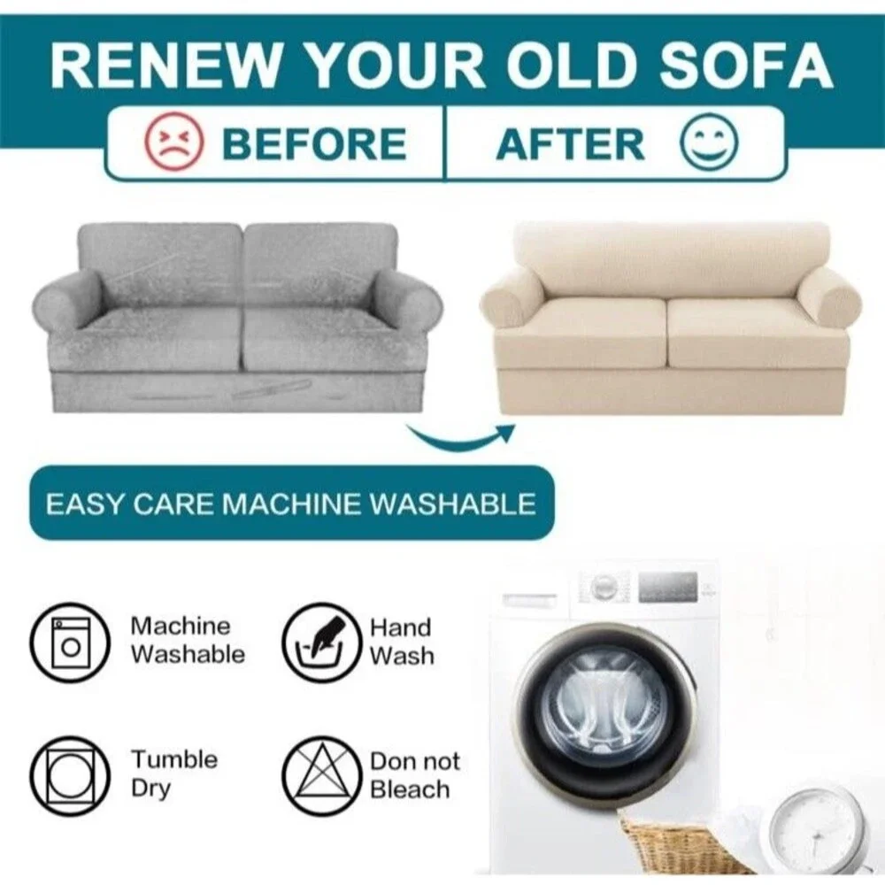 Turquoize 3 Piece T Cushion Sofa Slipcovers Sofa Cover Biscotti Beige New